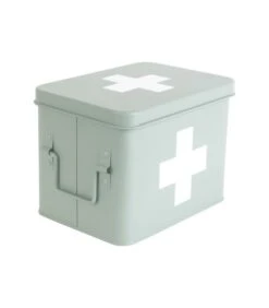 PRESENT TIME Medicijnkist - Medium - Metaal Mat Grijs/Groen - 21,5x15,5x16cm -Dagelijkse Boodschappen Winkel 7dd033bcf8e74b798b6398baec4c2d22