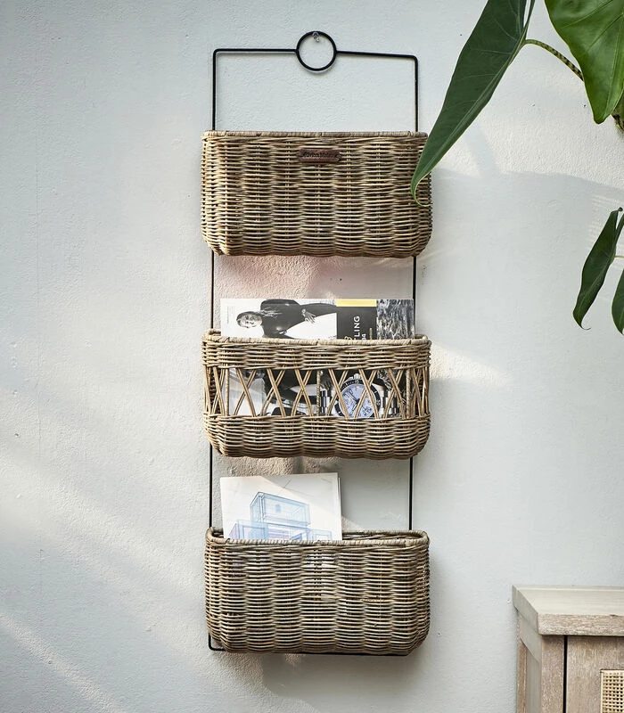 Opbergmand - Rustic Rattan Wall Rack - Naturel 2 Opbergmand - Rustic Rattan Wall Rack - Naturel - Afbeelding 2