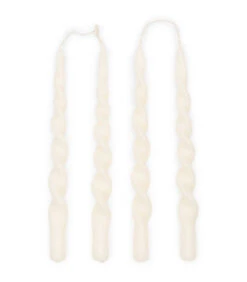 Gedraaide Dinerkaars, Kaarsenset, Swirl Kaars - Twisted Candles - Wit