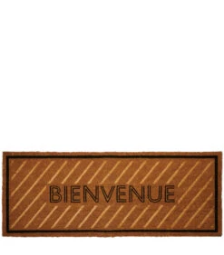 Deurmat Binnen, Kokos Droogloopmat Met Tekst - Bienvenue - Bruin