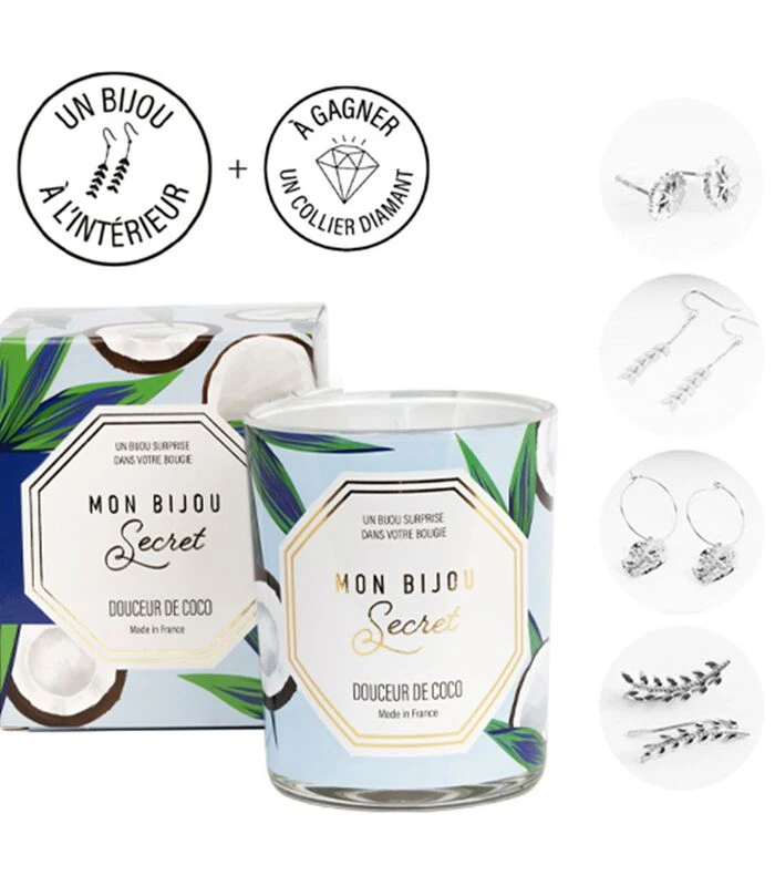 Geurkaars Kokosnoot Met Zilveren Oorbellen 2 Geurkaars Kokosnoot Met Zilveren Oorbellen - Afbeelding 2