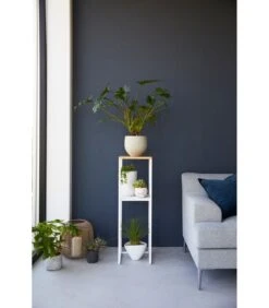 Yamazaki 2-Tiered Shelf W/ Wooden Top - Tower - White -Dagelijkse Boodschappen Winkel 8640e4cdf070438da2d83c2426137875