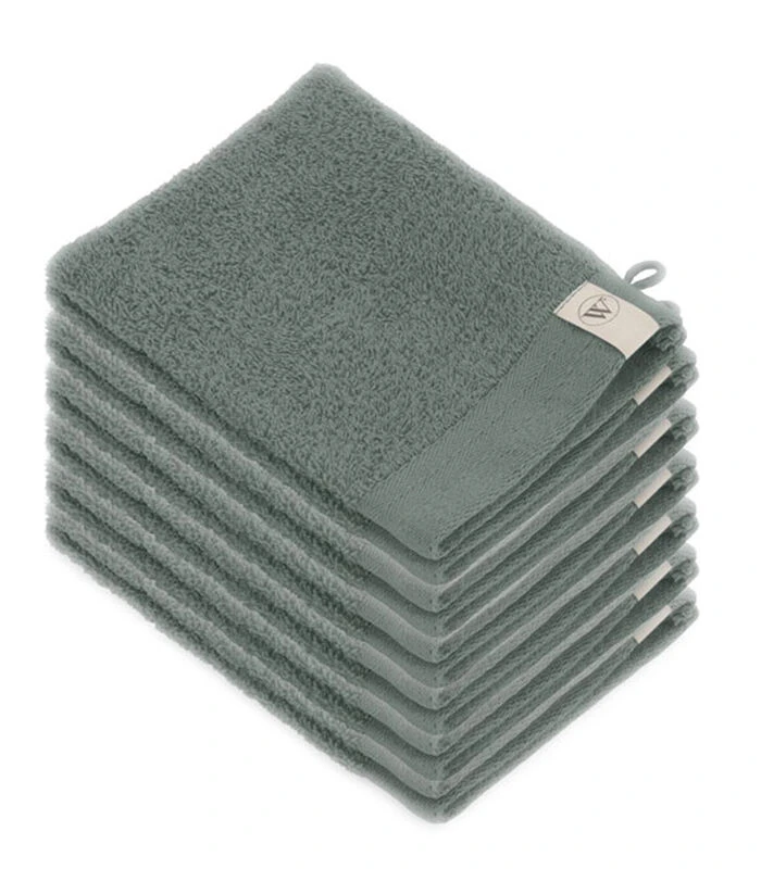 12x Soft Cotton Washandjes Legergroen 1 12x Soft Cotton Washandjes Legergroen