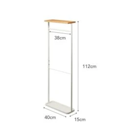 Yamazaki Hanging Umbrella Stand With Wooden Top - White