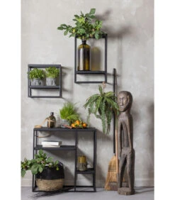 WOOOD Vakkenkast Binnen/Buiten Febe - Metaal - Zwart - 76x76x30 -Dagelijkse Boodschappen Winkel 8d85213debbd4474babd5e7d5f12202c