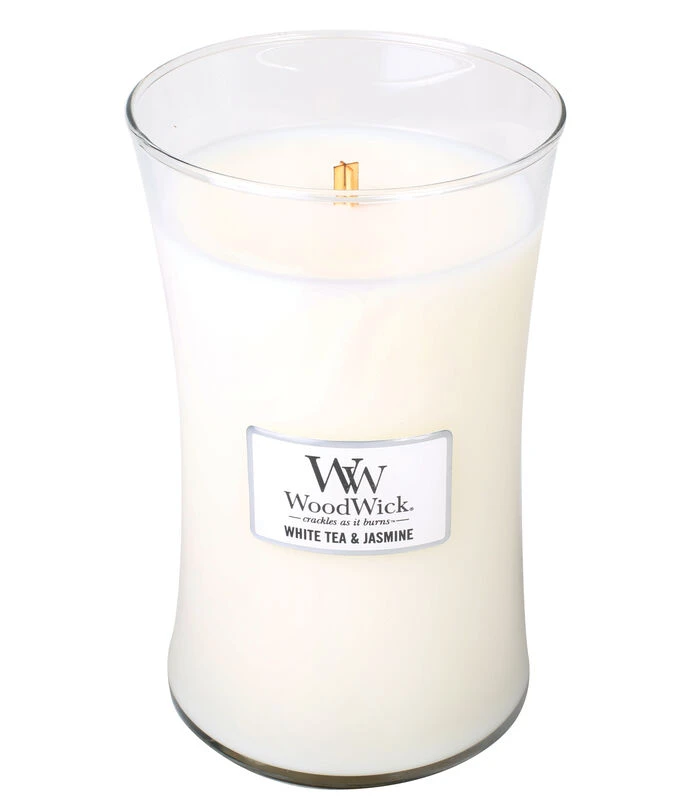 WoodWick Kaars White Tea & Jasmine Large Kaars 1 WoodWick Kaars White Tea & Jasmine Large Kaars