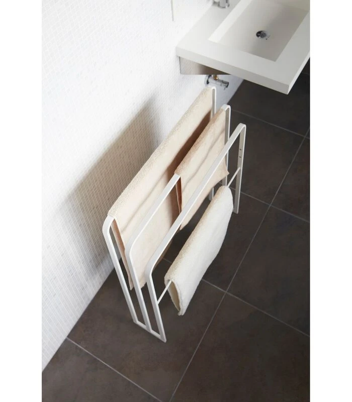 Yamazaki Bath Towel Hanger With 3 Bars - Tower - White 4 Yamazaki Bath Towel Hanger With 3 Bars - Tower - White - Afbeelding 4