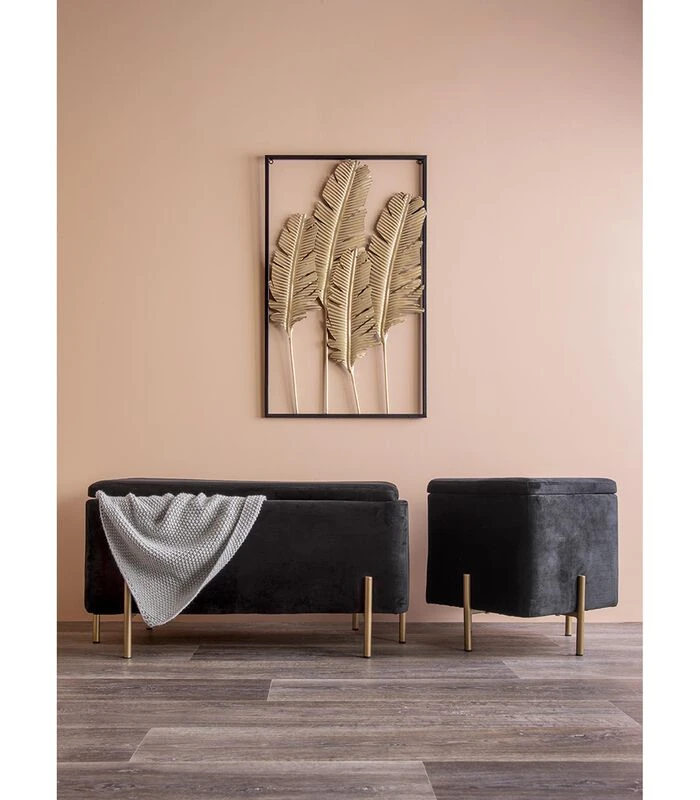 PRESENT TIME Muurkunst Feathers - IJzer, Goud - 89x53x1,5cm 2 PRESENT TIME Muurkunst Feathers - IJzer, Goud - 89x53x1,5cm - Afbeelding 2