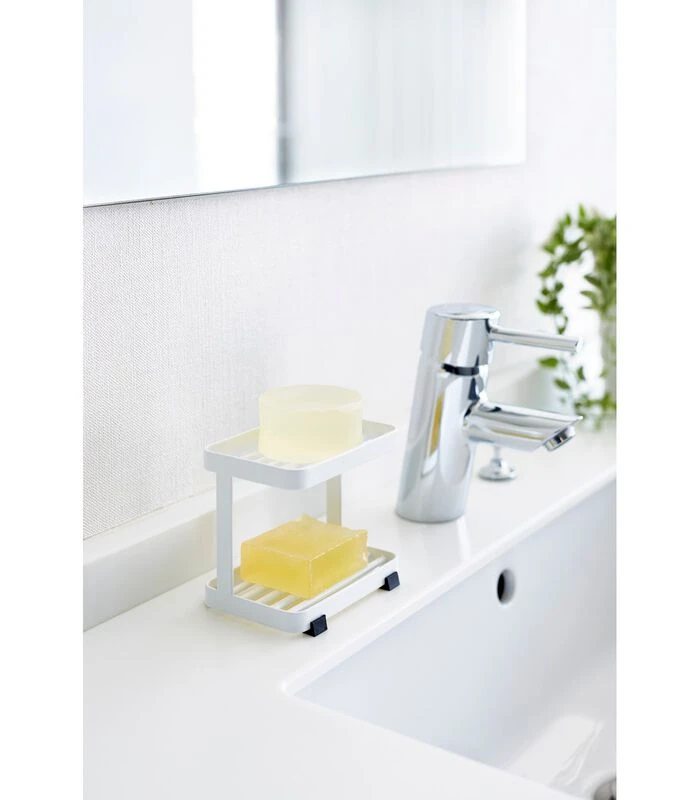 Yamazaki Soap Tray 2 Tiers - Tower - White 3 Yamazaki Soap Tray 2 Tiers - Tower - White - Afbeelding 3