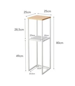 Yamazaki 2-Tiered Shelf W/ Wooden Top - Tower - White -Dagelijkse Boodschappen Winkel a3cd68b61ea34ed7beb6197b3c8988b6