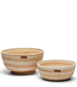 Dagelijkse Boodschappen Winkel 33 Opbergmanden Set 2, Bloempot Met Streep - Crystal Bay - Bruin