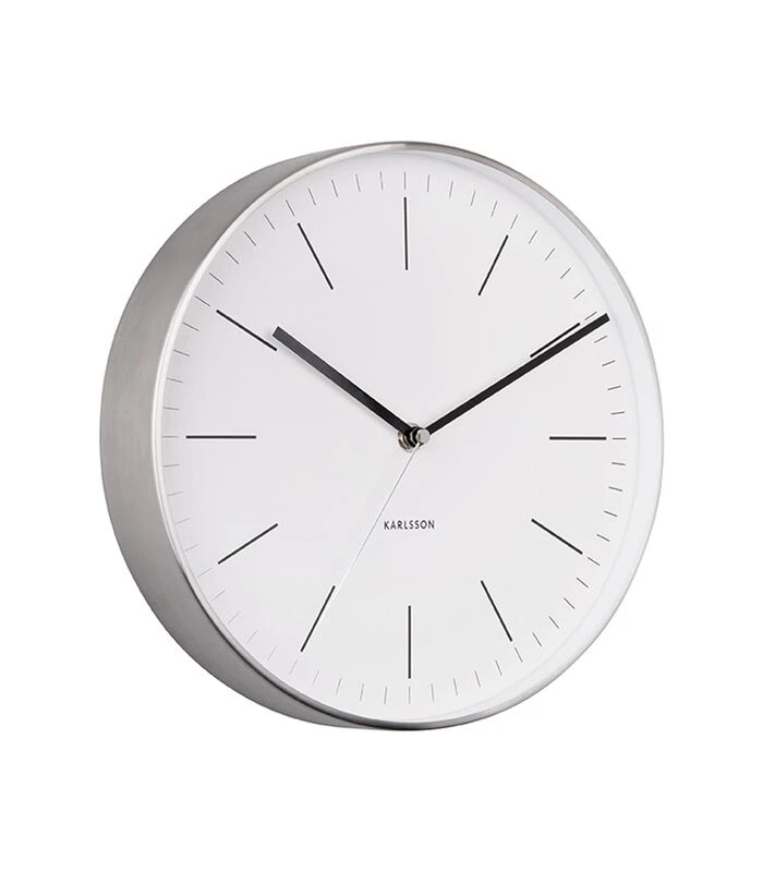 Karlsson Wandklok Minimal - Wit, Nikkel Behuizing - Ø27,5cm 1 Karlsson Wandklok Minimal - Wit, Nikkel Behuizing - Ø27,5cm