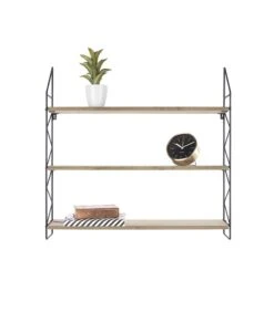 PRESENT TIME Wandrek Zig Zag - Zwart Met Houten Planken - 60x60x11cm 9 PRESENT TIME Wandrek Zig Zag - Zwart Met Houten Planken - 60x60x11cm -Dagelijkse Boodschappen Winkel a97f3e46485344b180aba52add6cc794