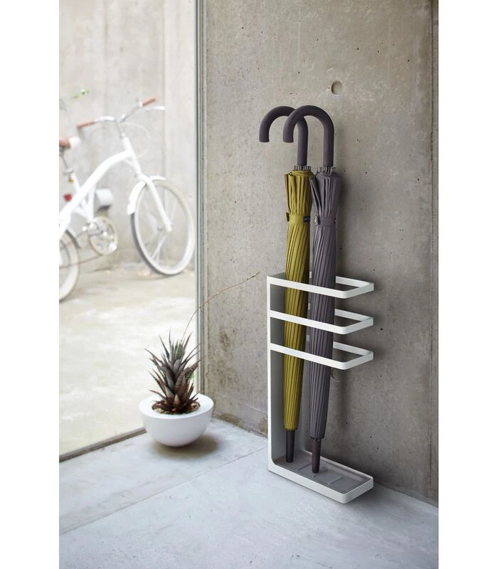 Yamazaki Geometric Umbrella Stand - Layer - White 2 Yamazaki Geometric Umbrella Stand - Layer - White - Afbeelding 2