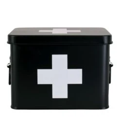 PRESENT TIME Medicijnkist - Medium - Metaal Mat Zwart - 21,5x15,5x16cm