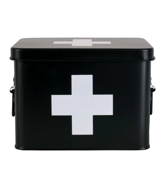 PRESENT TIME Medicijnkist - Medium - Metaal Mat Zwart - 21,5x15,5x16cm 1 PRESENT TIME Medicijnkist - Medium - Metaal Mat Zwart - 21,5x15,5x16cm