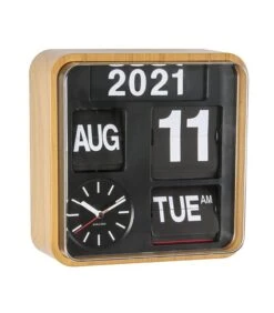 Karlsson Wandklok Mini Flip - Bamboe Behuizing - 24x24x10cm