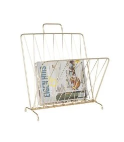 PRESENT TIME Tijdschriftenrek Diamond Raster - Metaal Verguld - 40x26,5x45cm