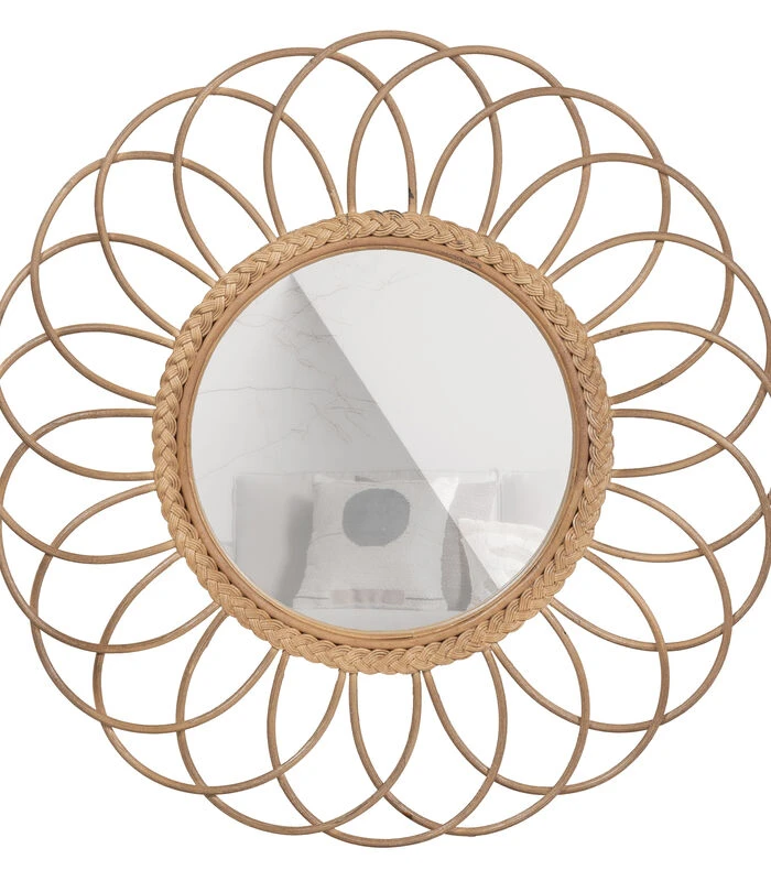 Flores Spiegel Rond - Bamboe - Naturel - 59x59x2 1 Flores Spiegel Rond - Bamboe - Naturel - 59x59x2