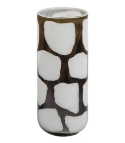 Blair Handgemaakte Vaas - Glas - Zwart/ Wit - 34x14x14