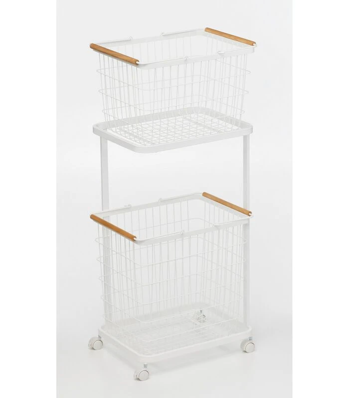 Yamazaki Laundry Cart 2 Tier - Tosca - White 4 Yamazaki Laundry Cart 2 Tier - Tosca - White - Afbeelding 4