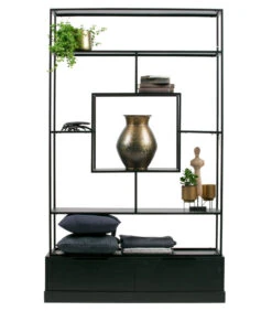 Exclusive Fons Vakkenkast - Metaal/hout - Zwart - 204x126x38 -Dagelijkse Boodschappen Winkel bf7e39c61ce447a1972014c256a514b2