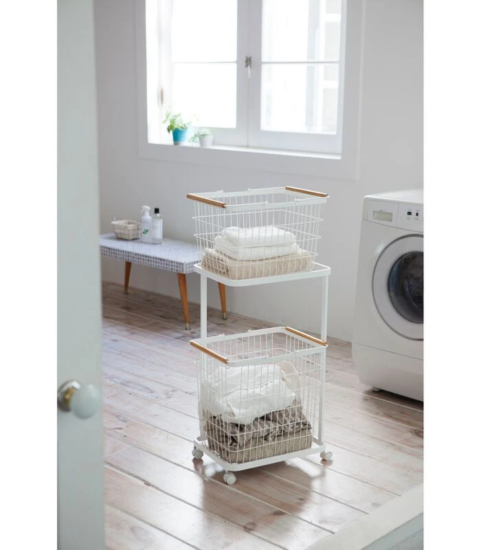 Yamazaki Laundry Cart 2 Tier - Tosca - White 2 Yamazaki Laundry Cart 2 Tier - Tosca - White - Afbeelding 2