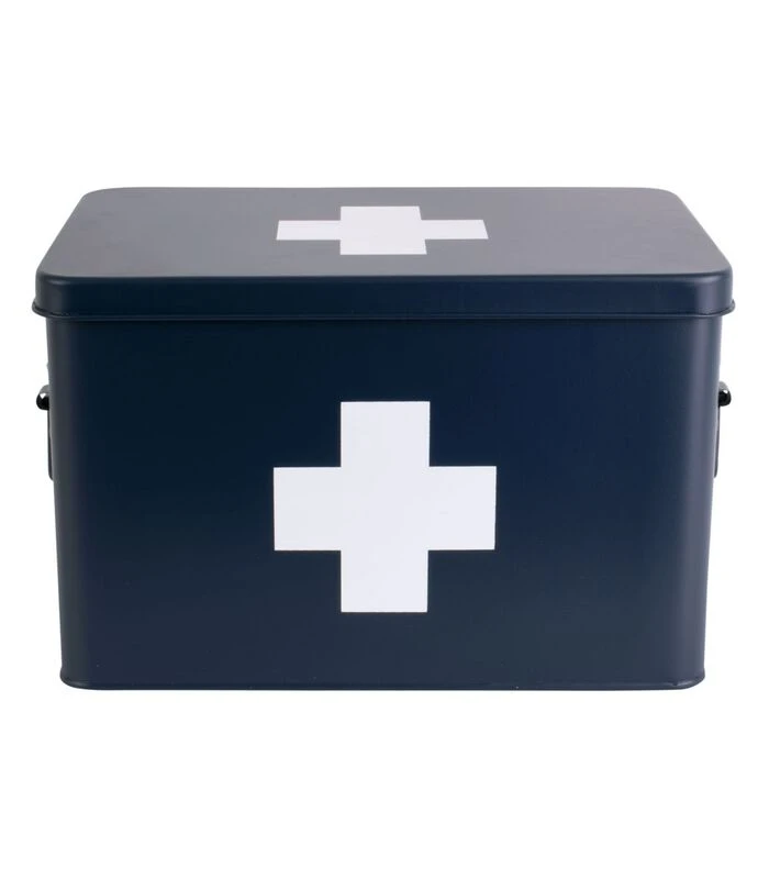 PRESENT TIME Medicijnkist - Large - Metaal Mat Donkerblauw - 31,5x19x21cm 1 PRESENT TIME Medicijnkist - Large - Metaal Mat Donkerblauw - 31,5x19x21cm