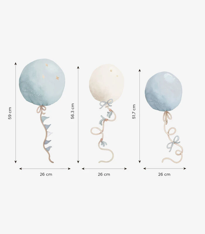 SELENE Muursticker Kinderkamer - Ballonnen (blauw) 50x60cm 4 SELENE Muursticker Kinderkamer - Ballonnen (blauw) 50x60cm - Afbeelding 4