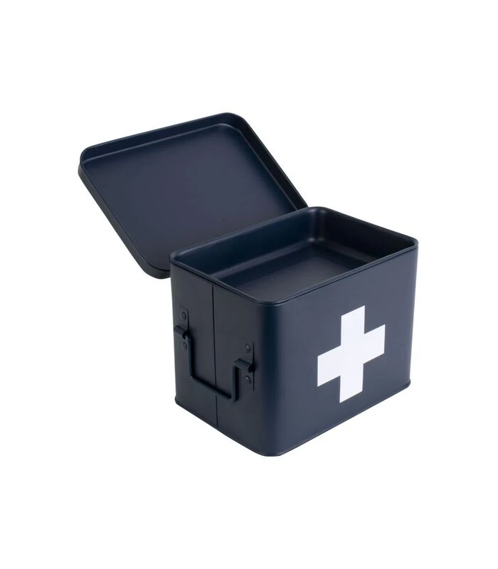 PRESENT TIME Medicijnkist - Medium - Metaal Mat Donkerblauw - 21,5x15,5x16cm 2 PRESENT TIME Medicijnkist - Medium - Metaal Mat Donkerblauw - 21,5x15,5x16cm - Afbeelding 2