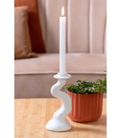 PRESENT TIME Kaarsenhouder Organic Swirl - Wit - 12x11,5x25,5cm -Dagelijkse Boodschappen Winkel e51031a0307c498f8a2496c4c0aeee17
