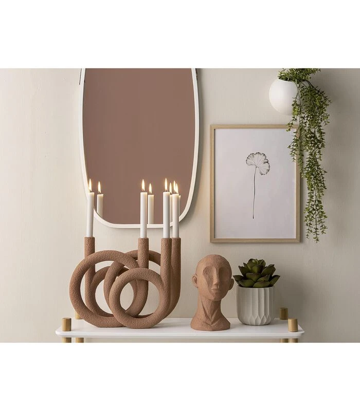 PRESENT TIME Kandelaar Rings - Terracotta Oranje - 38x14,5x30 Cm 2 PRESENT TIME Kandelaar Rings - Terracotta Oranje - 38x14,5x30 Cm - Afbeelding 2