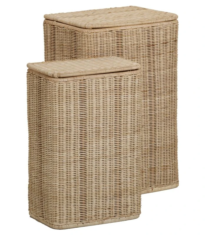 Set Van Twee Rechthoekige Rotan Wasmanden 1 Set Van Twee Rechthoekige Rotan Wasmanden