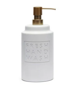 Zeeppomp Tekst, Zeepdispenser Met Gouden Pompje - Fresh - Wit - 920 ML