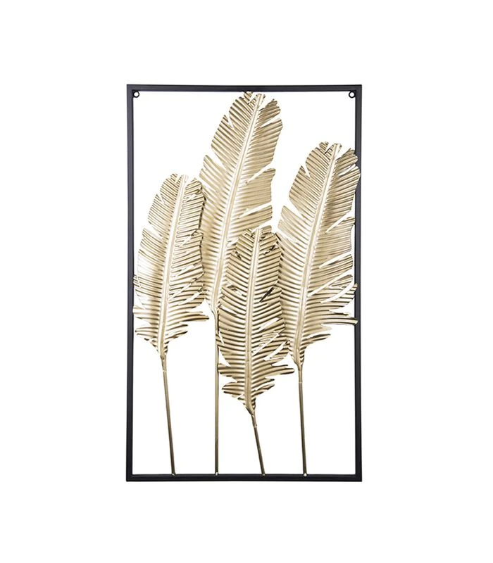 PRESENT TIME Muurkunst Feathers - IJzer, Goud - 89x53x1,5cm 1 PRESENT TIME Muurkunst Feathers - IJzer, Goud - 89x53x1,5cm