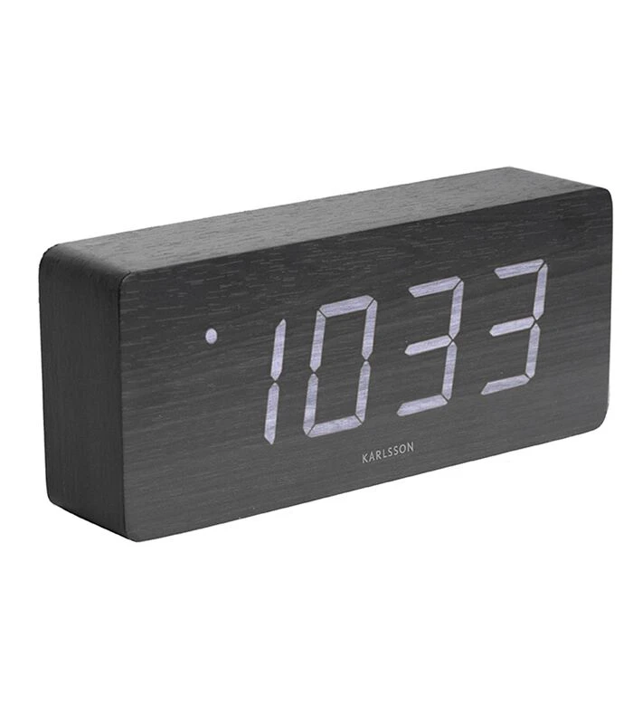 Karlsson Wekker Tube - Zwart Fineer, Wit LED - 21x9x4,5cm 1 Karlsson Wekker Tube - Zwart Fineer, Wit LED - 21x9x4,5cm